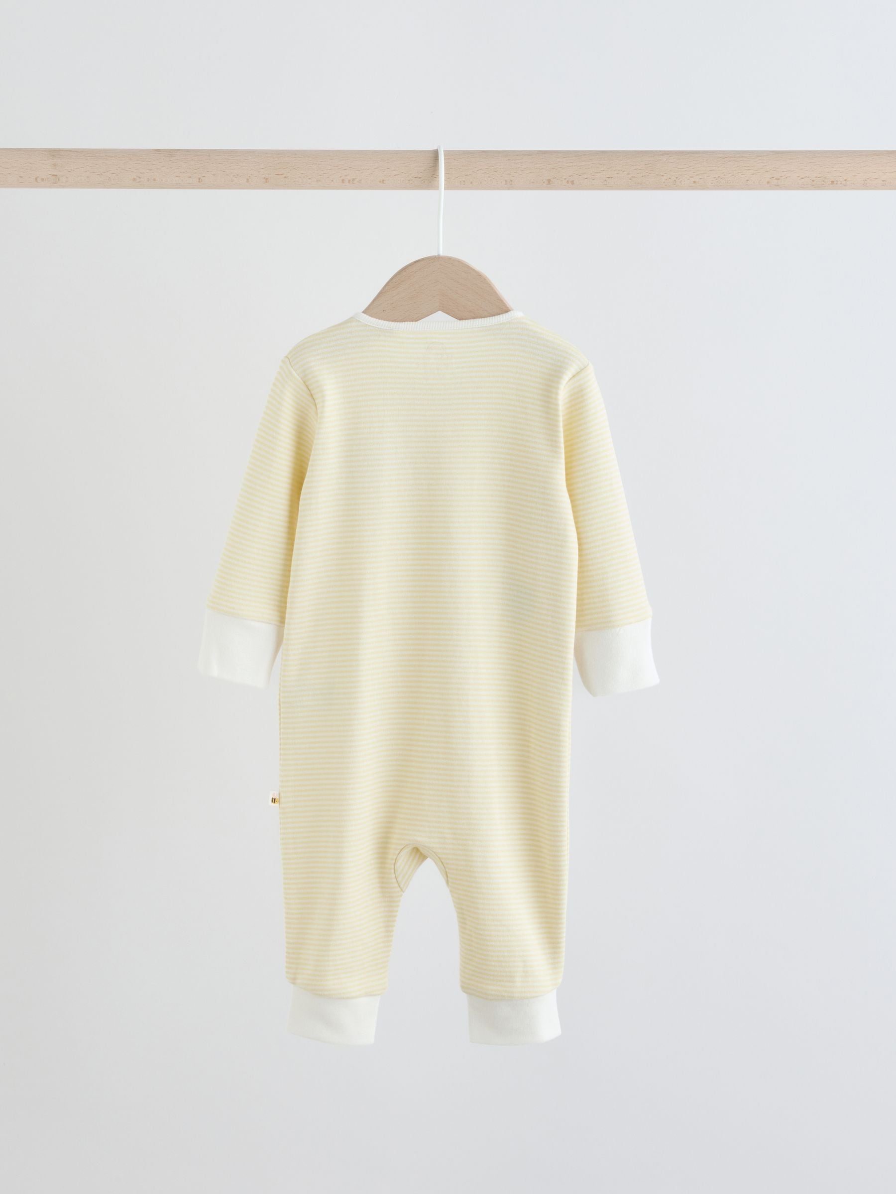 Cream Hamish Two Way Zip Baby Sleepsuits 3 Pack (0-3yrs) image 6