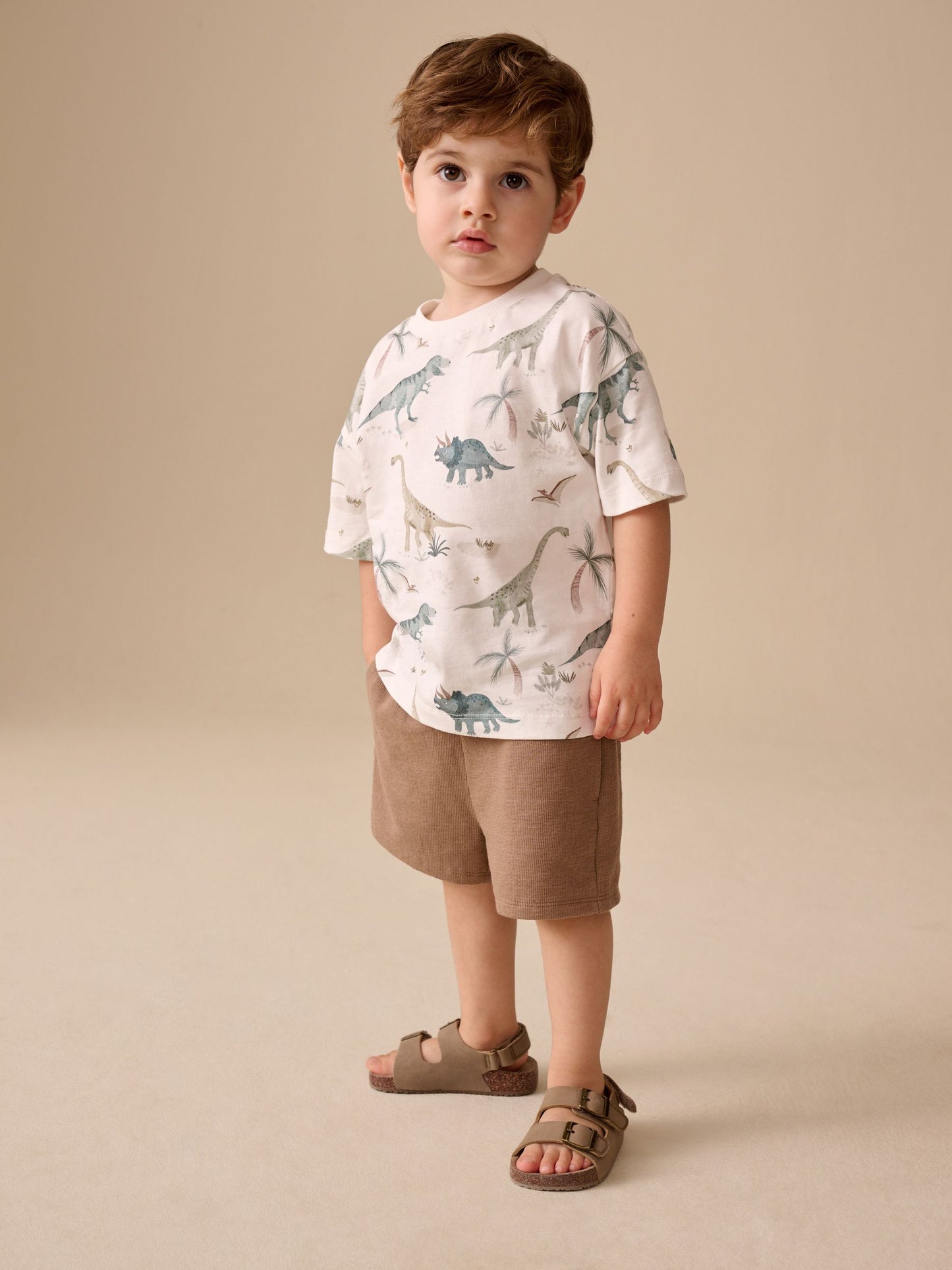Tan Brown Textured Shorts (3mths-7yrs) image 2