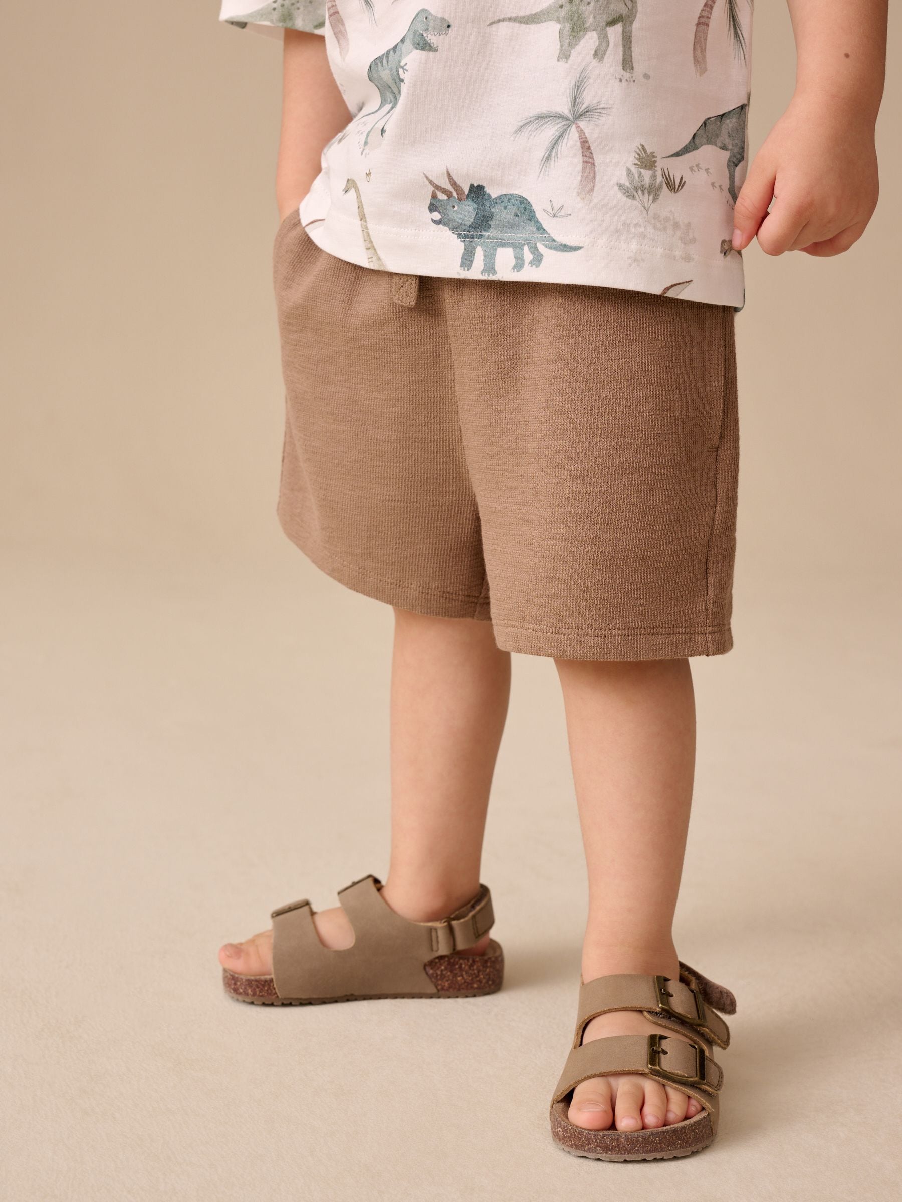 Tan Brown Textured Shorts (3mths-7yrs) image 4