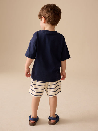 Dsiney Kidz - Blue/White Stripe Textured Shorts (3mths-7yrs) image 2