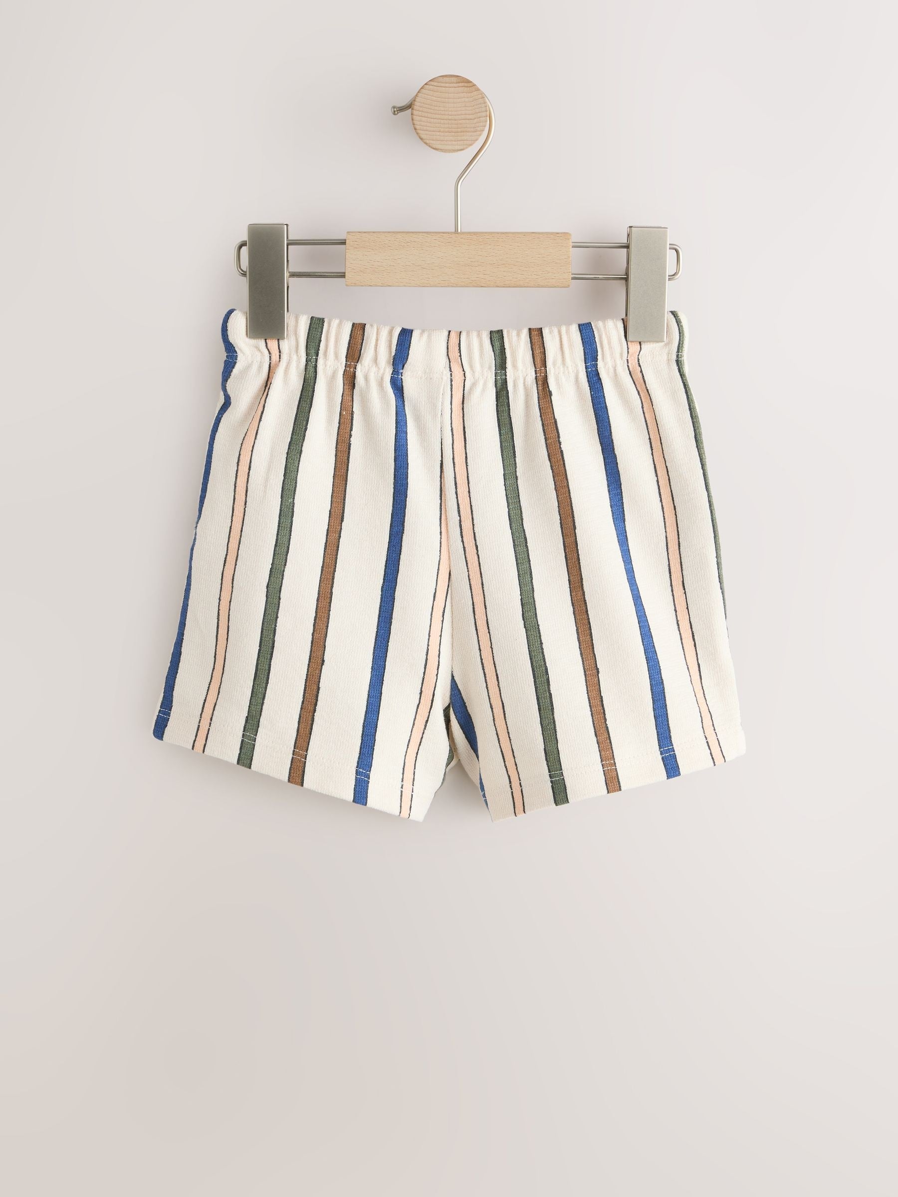 Dsiney Kidz - Sage Green Soft Yellow and Pastel Stripe Textured Shorts 3 Pack (3mths-7yrs) image 4