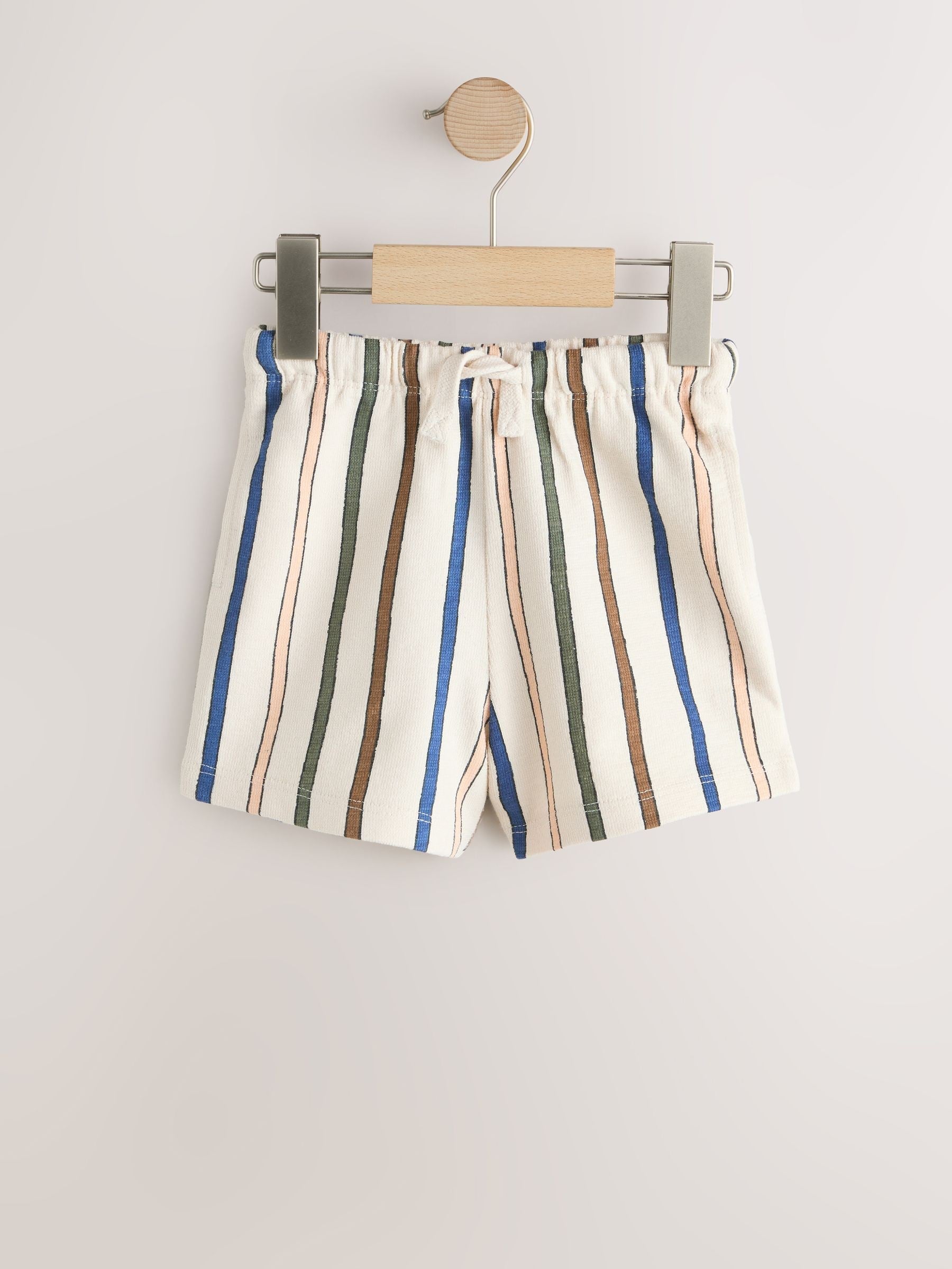 Dsiney Kidz - Sage Green Soft Yellow and Pastel Stripe Textured Shorts 3 Pack (3mths-7yrs) image 5