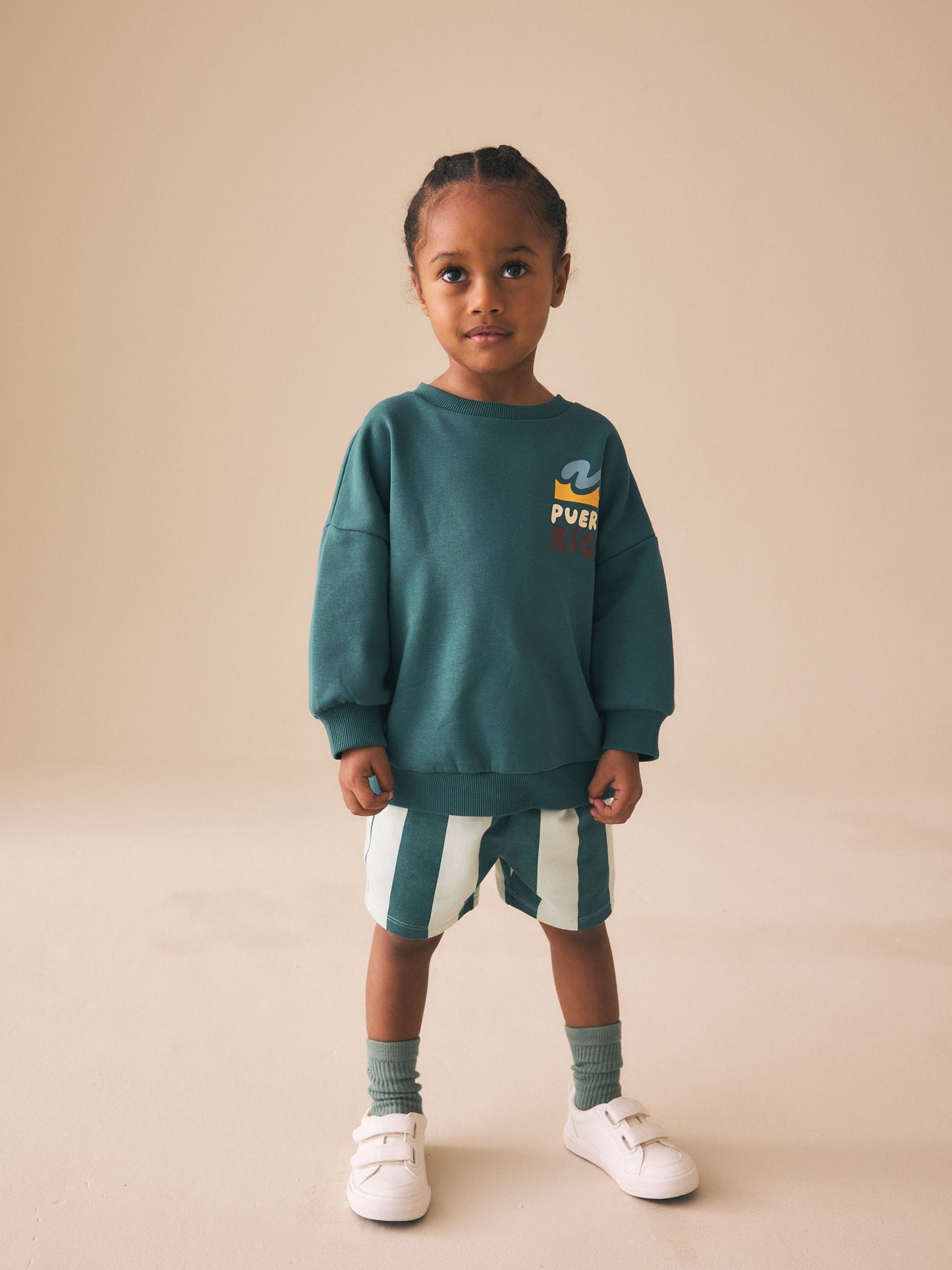 Dark Green Crew Neck Sweatshirt and Shorts Set (3mths-7yrs) (3mths-7yrs) image 1