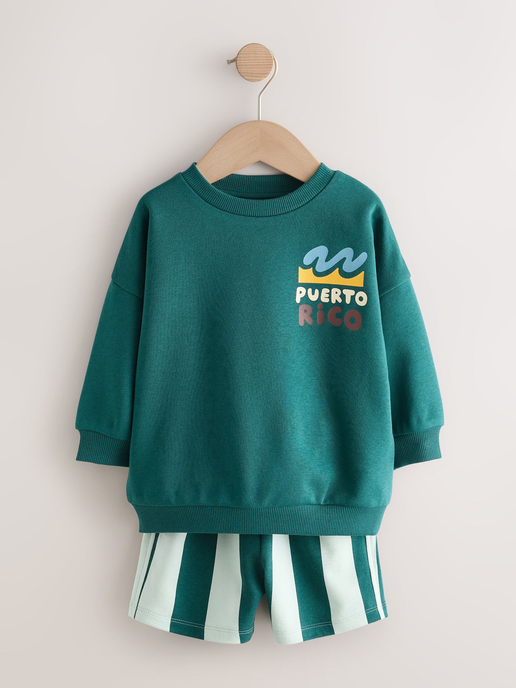 Dark Green Crew Neck Sweatshirt and Shorts Set (3mths-7yrs) (3mths-7yrs) image 6