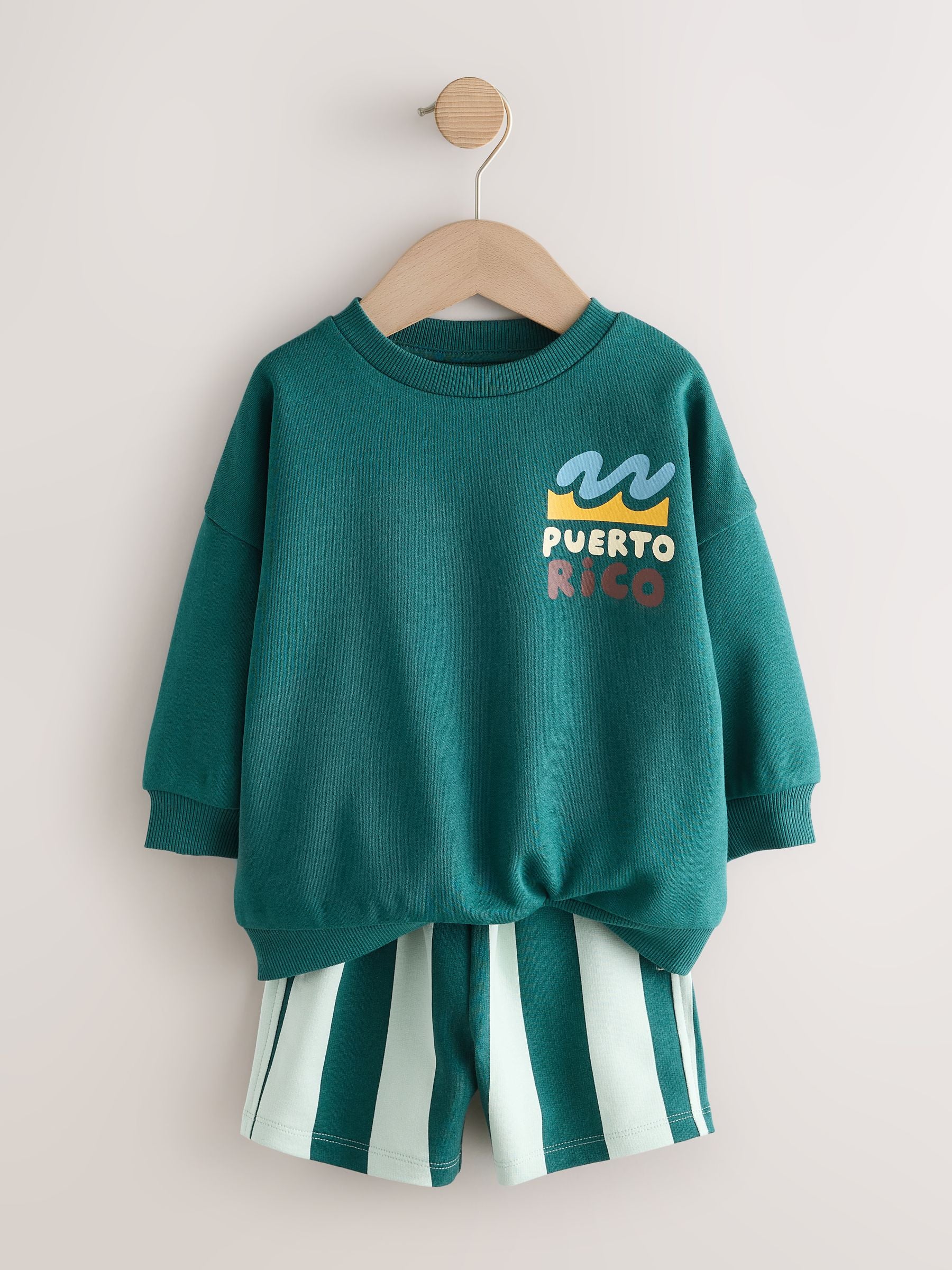 Dark Green Crew Neck Sweatshirt and Shorts Set (3mths-7yrs) (3mths-7yrs) image 7