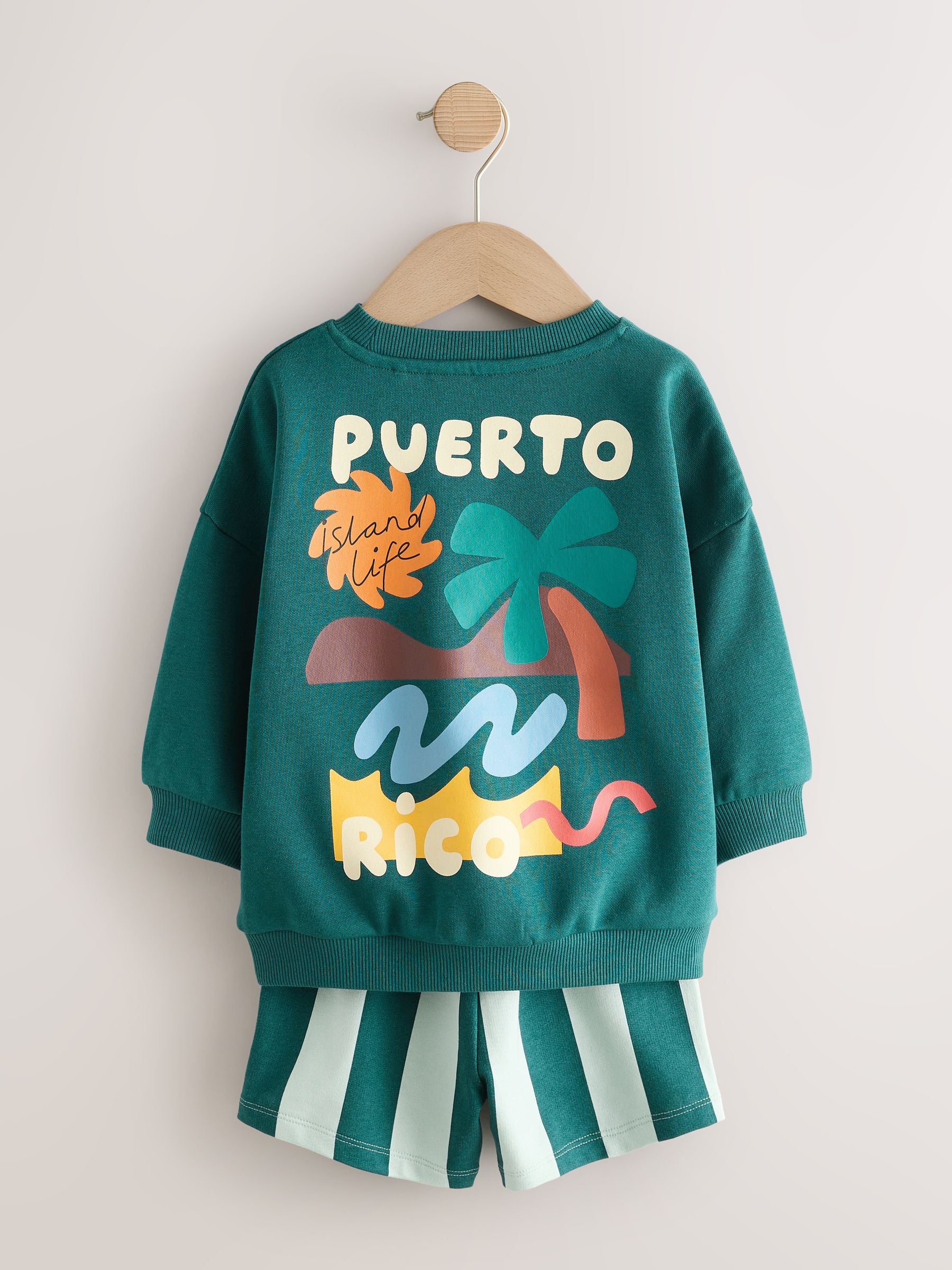 Dark Green Crew Neck Sweatshirt and Shorts Set (3mths-7yrs) (3mths-7yrs) image 8