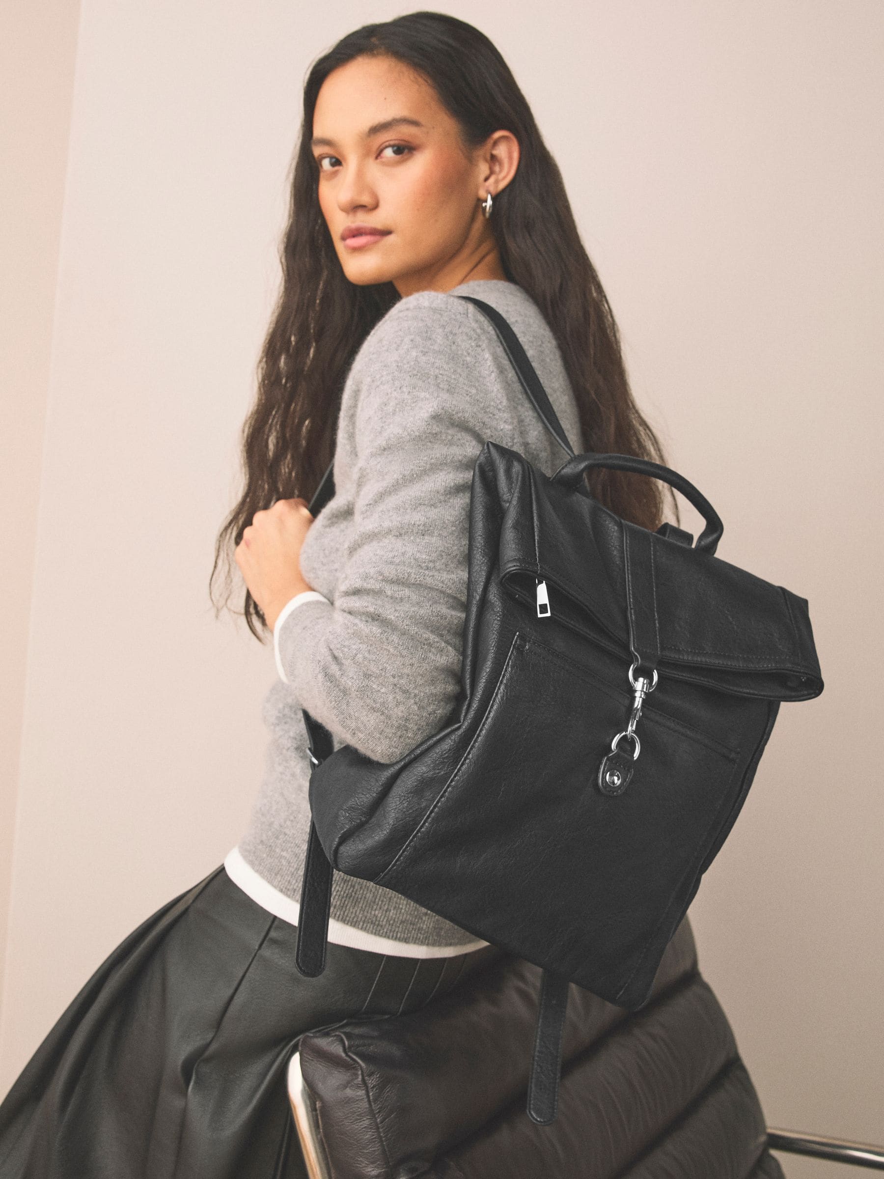 Black Slouchy Backpack image 1