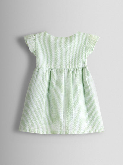 JoJo Maman Bébé Green Duck Frill Dress & Knicker Set image 4