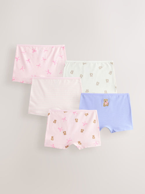 Pink Bear/Bow Short Briefs 5 Pack (2-16yrs) image 1
