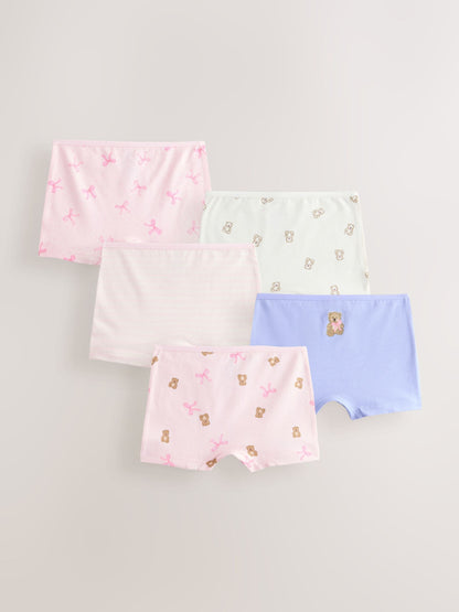 Pink Bear/Bow Short Briefs 5 Pack (2-16yrs) image 1