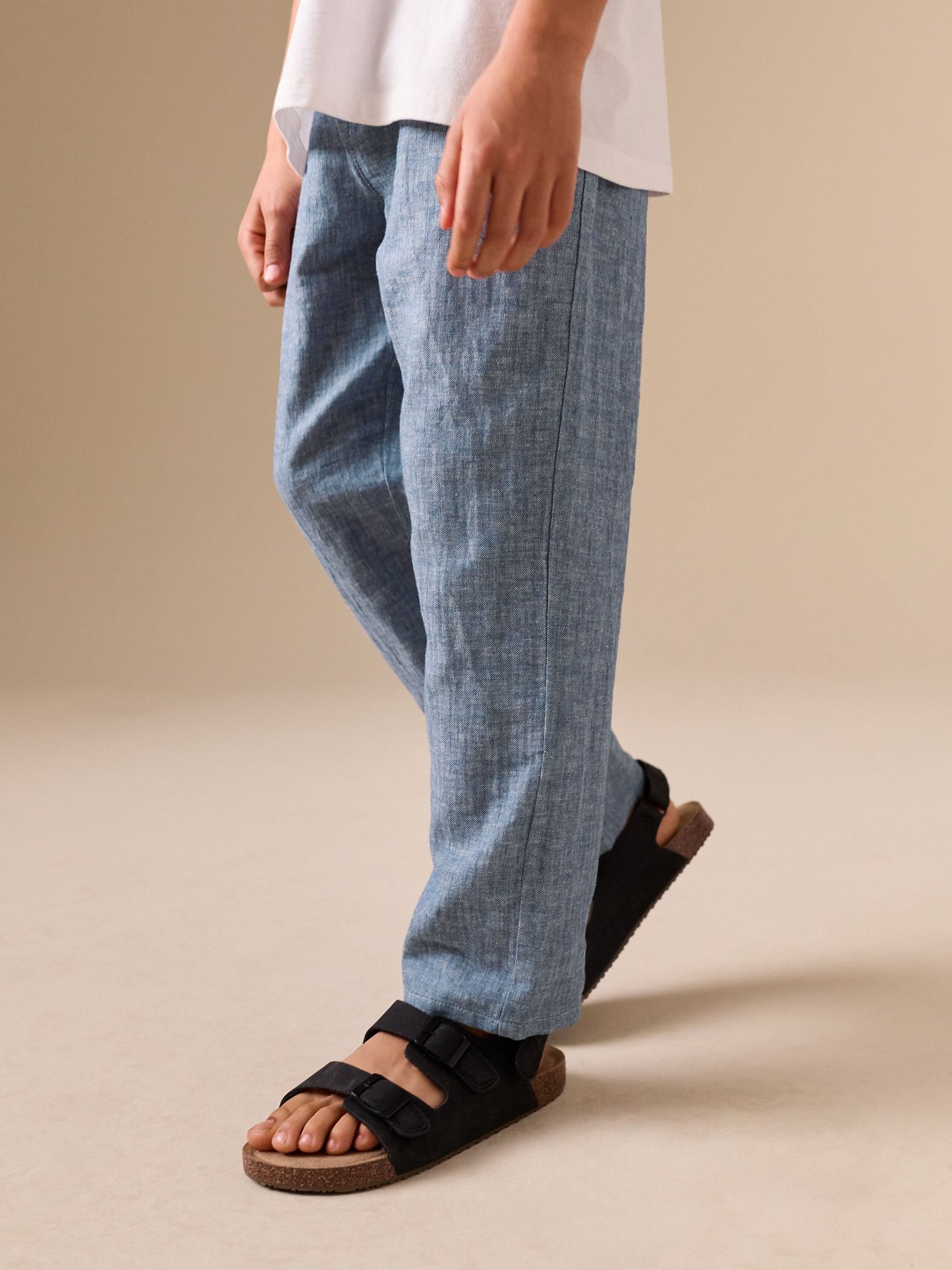 Dsiney Kidz - Blue Linen Blend Pull On Trousers (3-16yrs) image 1