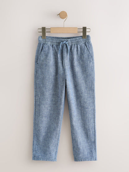 Dsiney Kidz - Blue Linen Blend Pull On Trousers (3-16yrs) image 5