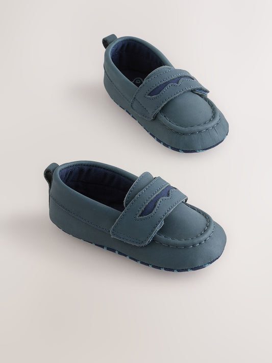 Navy Touch Fastening Baby Loafers (0-2mths) image 1