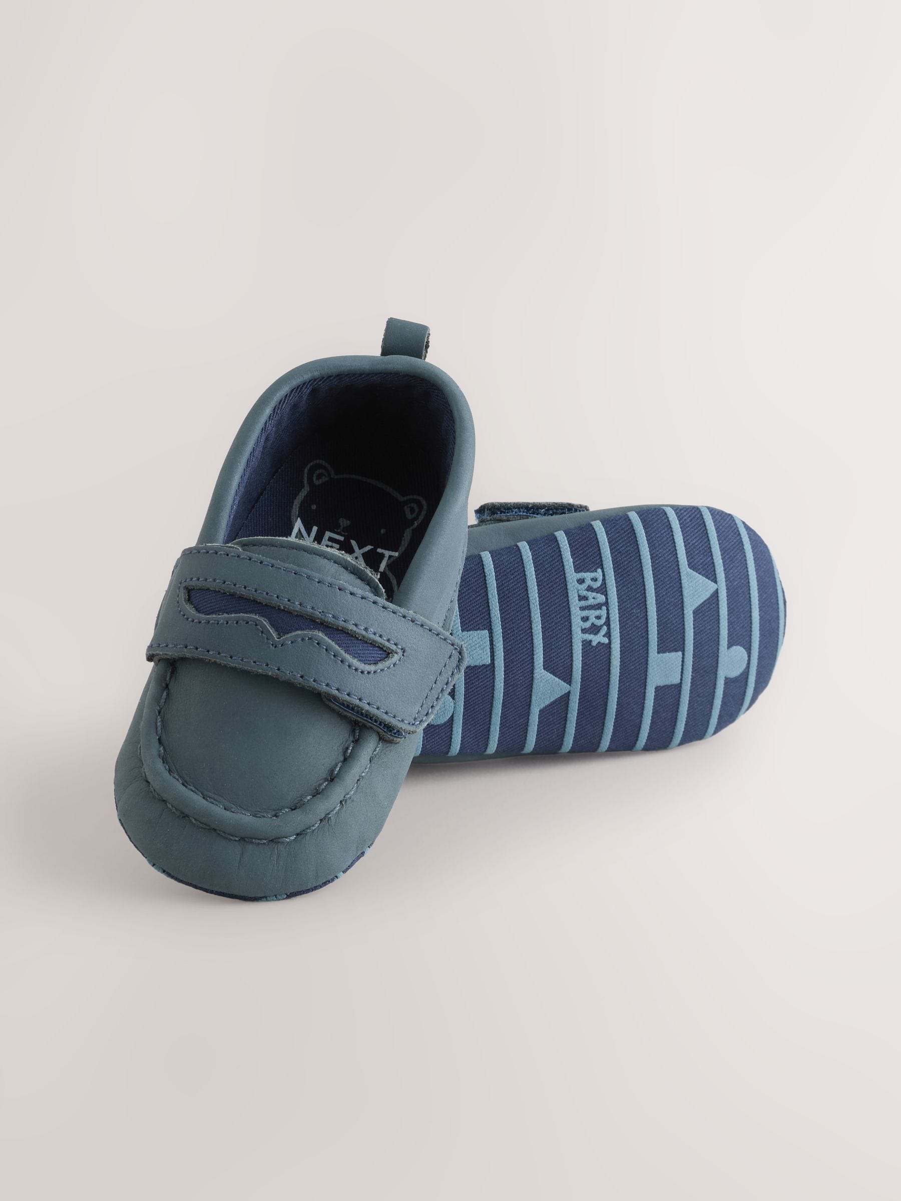 Navy Touch Fastening Baby Loafers (0-2mths) image 4