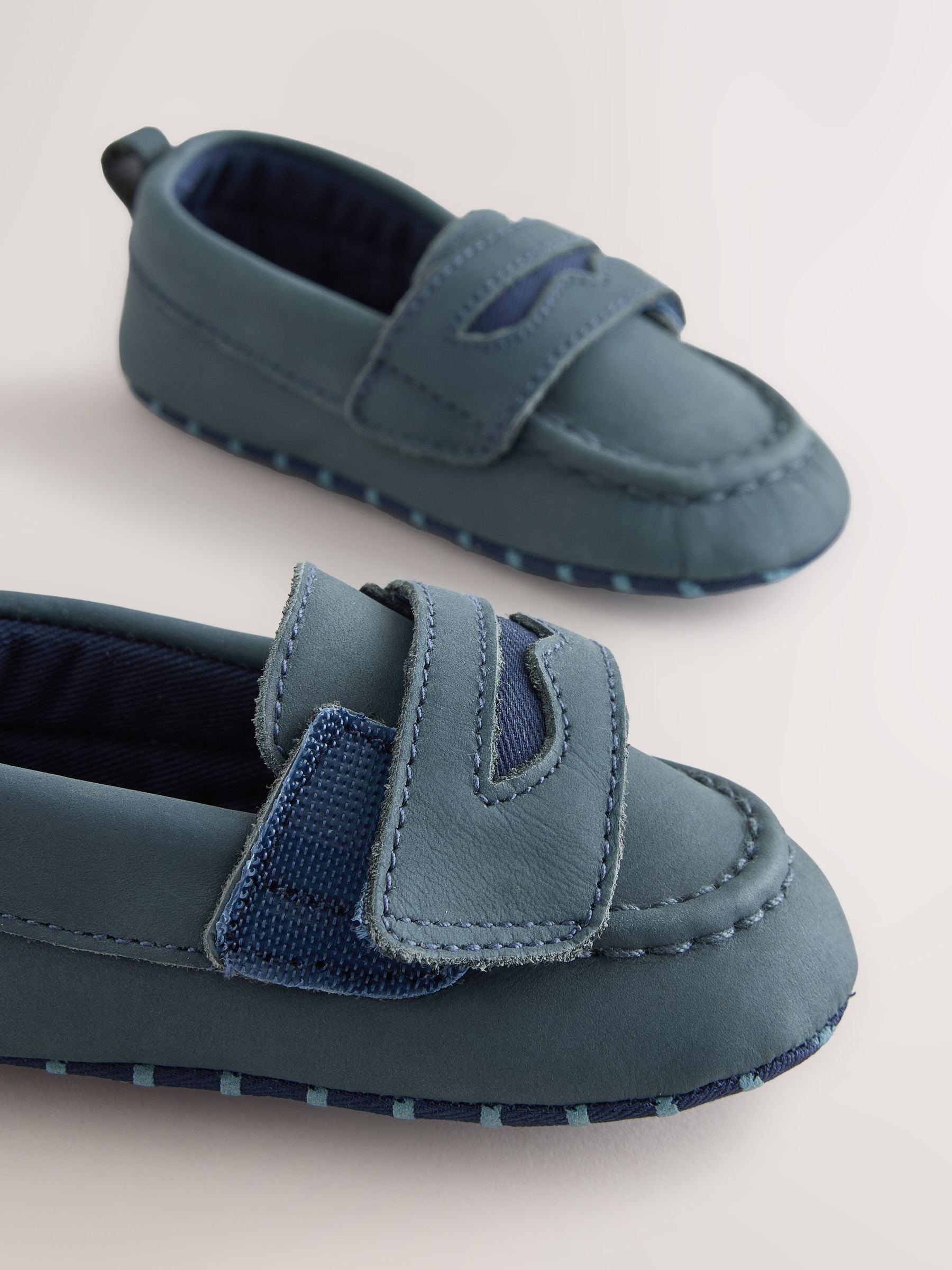 Navy Touch Fastening Baby Loafers (0-2mths) image 5