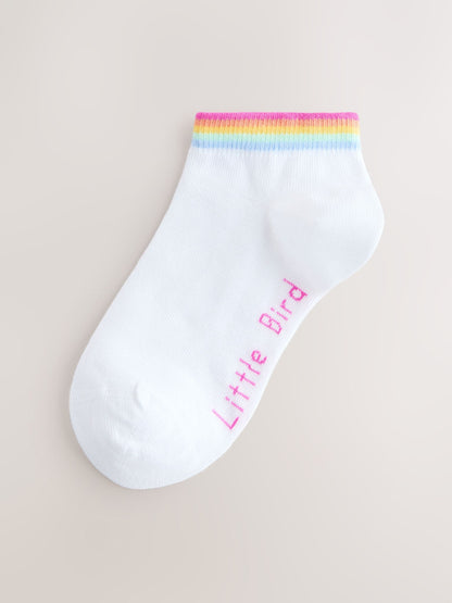 Little Bird by Jools Oliver White Pastel Rainbow Stripe Trainer Socks 3 Pack image 2