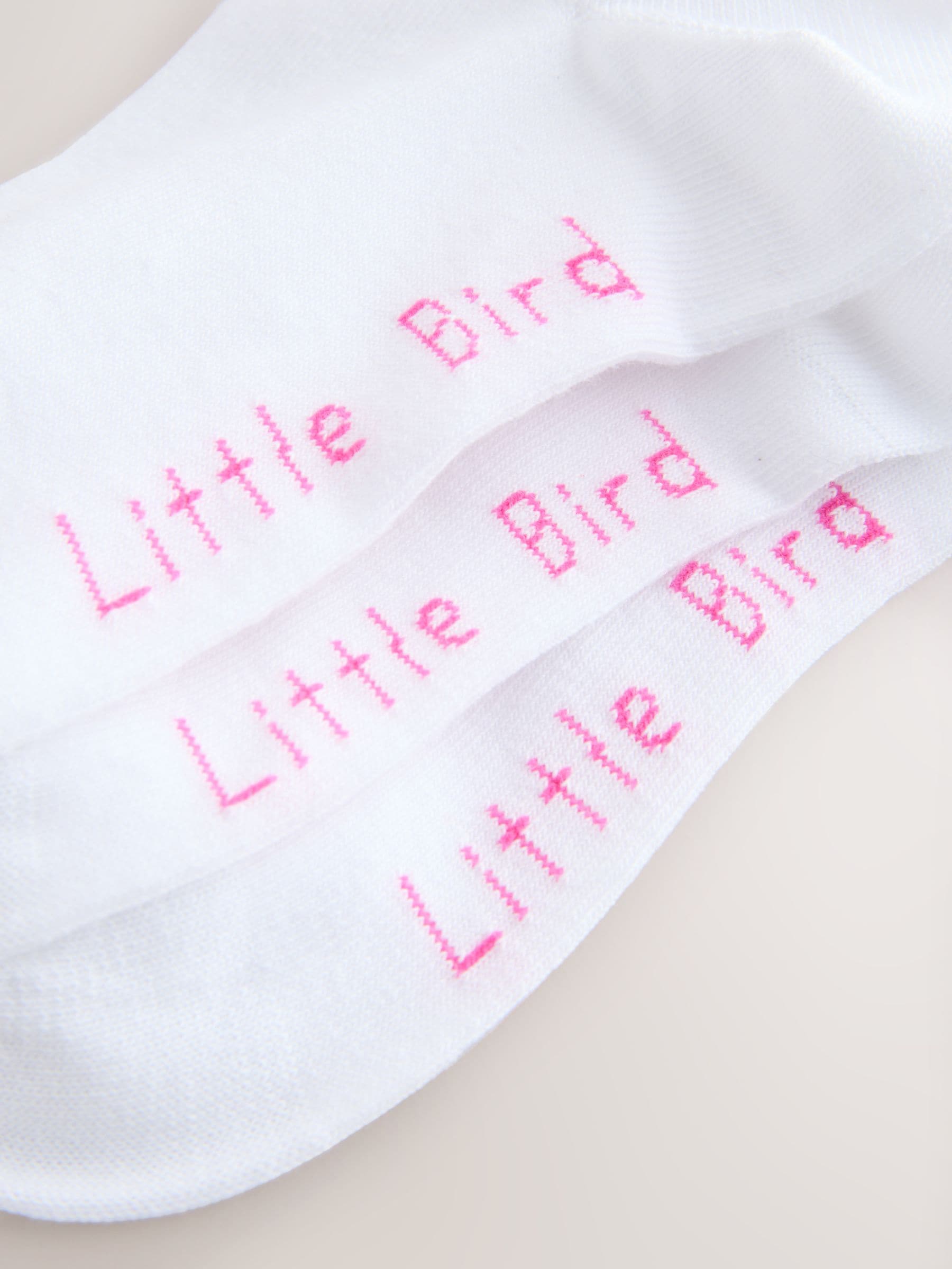 Little Bird by Jools Oliver White Pastel Rainbow Stripe Trainer Socks 3 Pack image 3