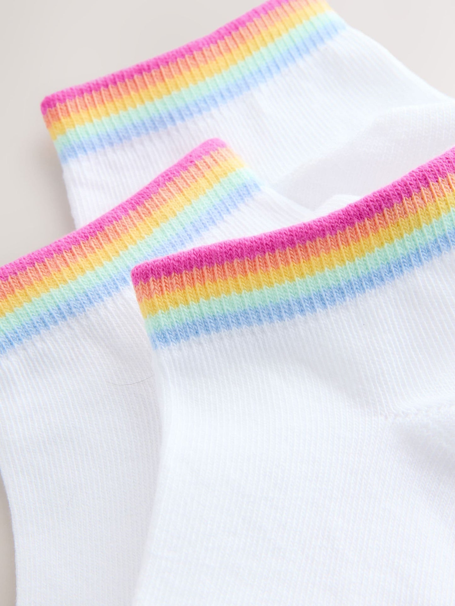 Little Bird by Jools Oliver White Pastel Rainbow Stripe Trainer Socks 3 Pack image 4