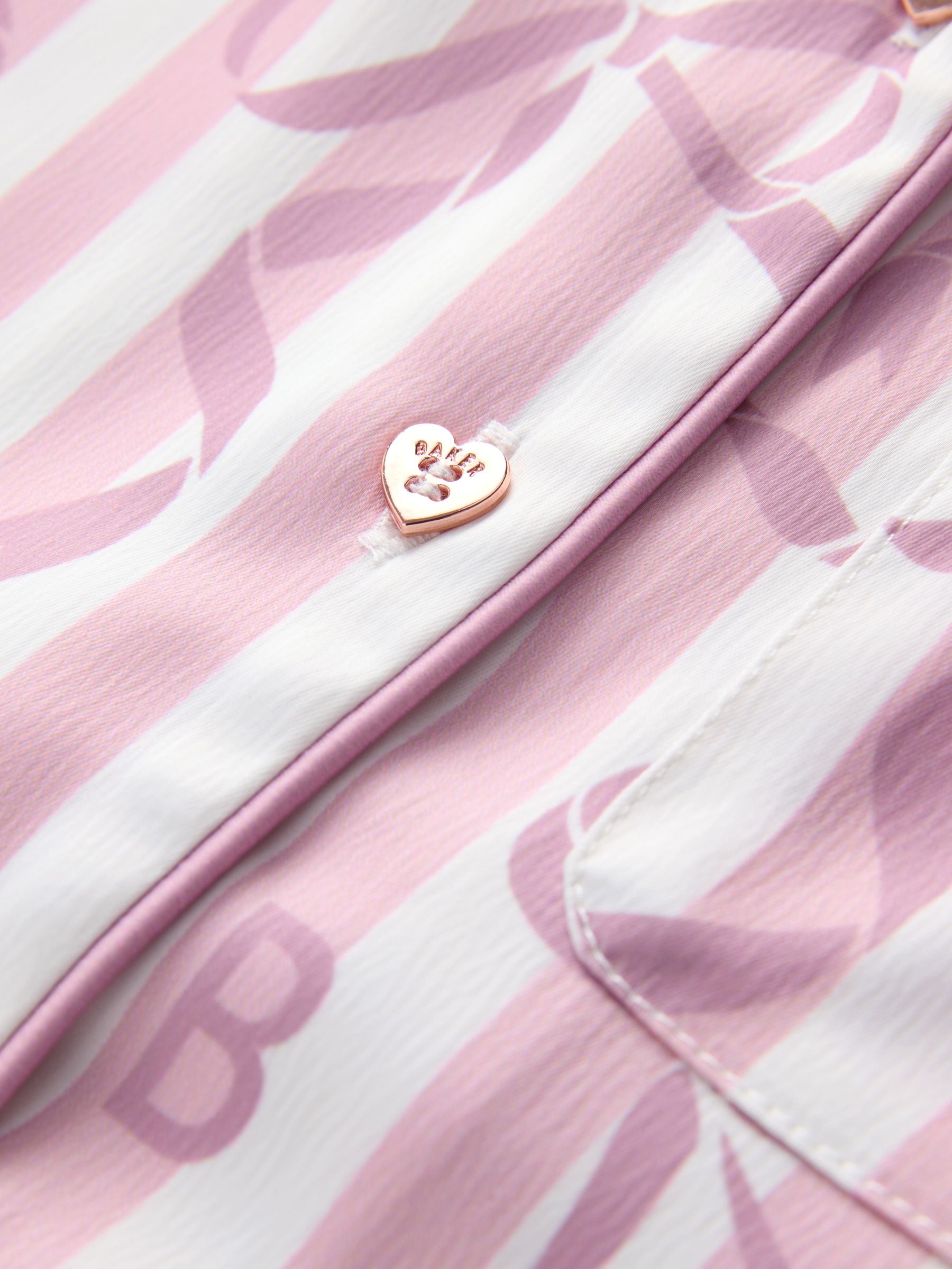 Baker by Ted Baker Pink Satin Bow Stripe Shirt & Short Pyjamas Set image 10