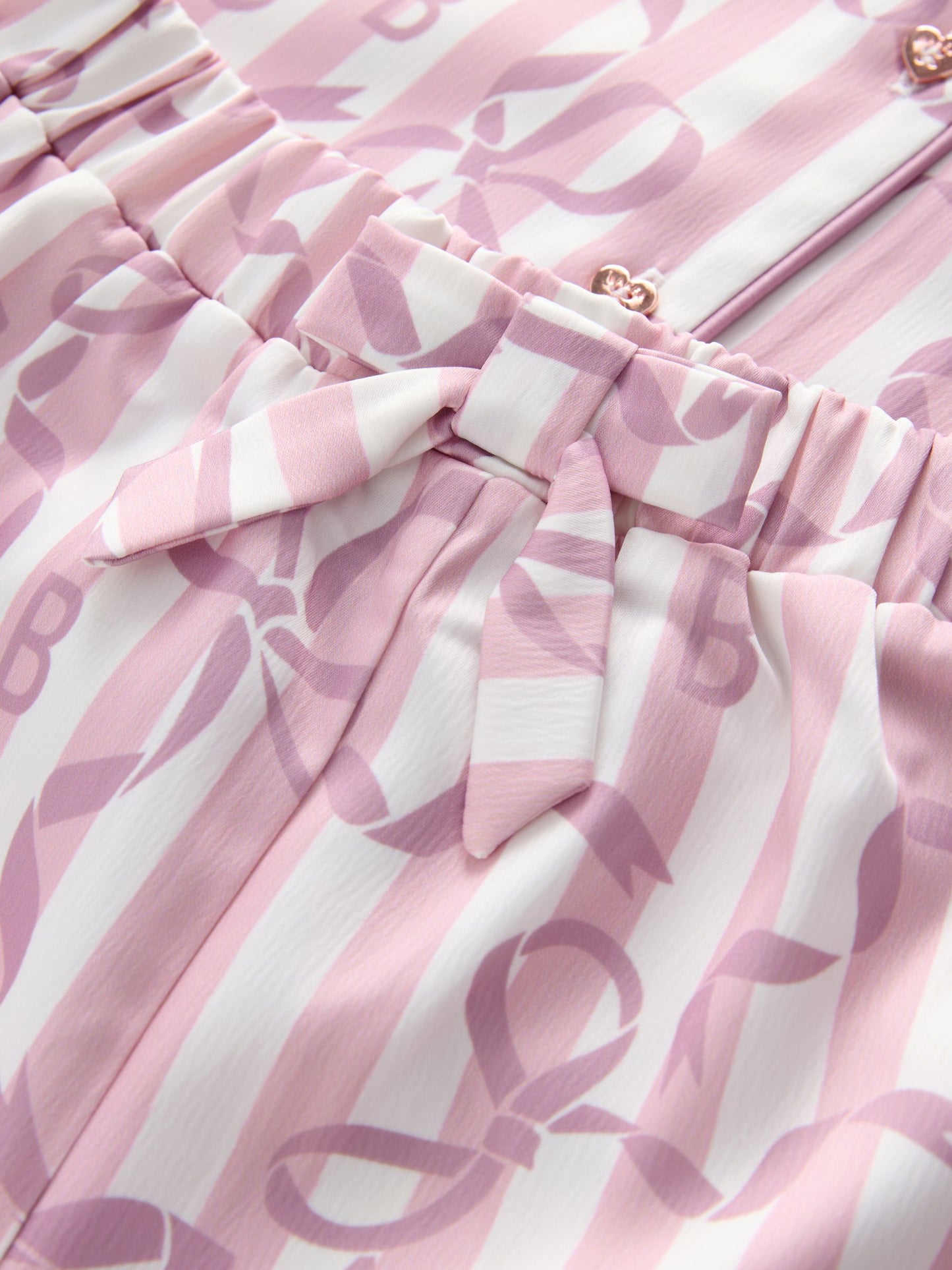 Baker by Ted Baker Pink Satin Bow Stripe Shirt & Short Pyjamas Set image 9