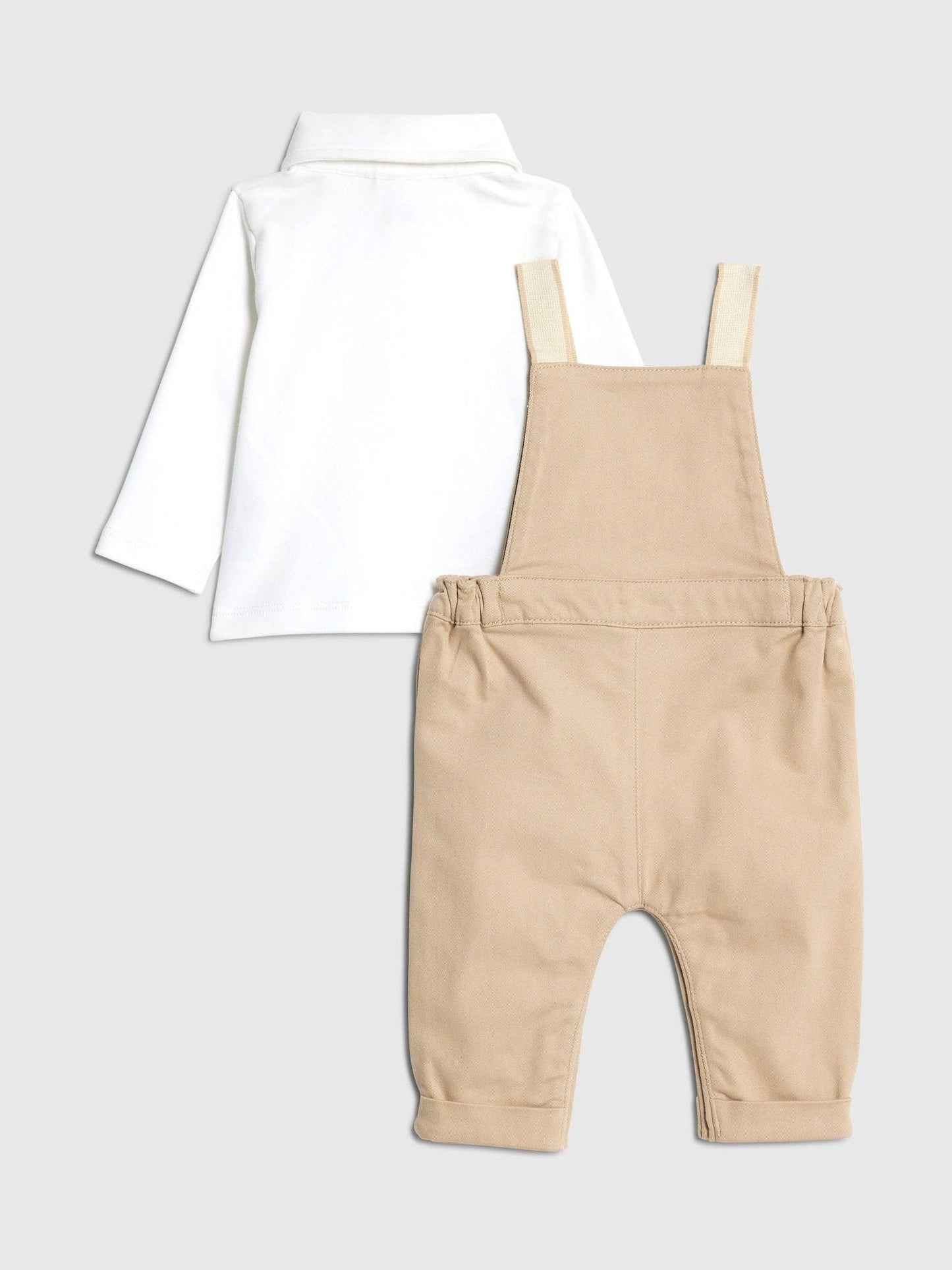 River Island Brown Baby Boys Bear Dungarees Set