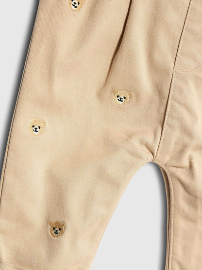 River Island Brown Baby Boys Bear Dungarees Set