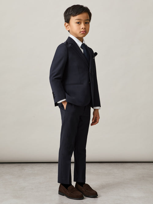 Reiss Navy Hope 9-13 yrs Wool-Blend Single-Breasted Suit Blazer image 1