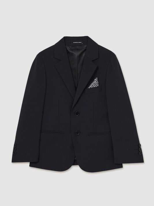 Reiss Navy Hope 9-13 yrs Wool-Blend Single-Breasted Suit Blazer image 2