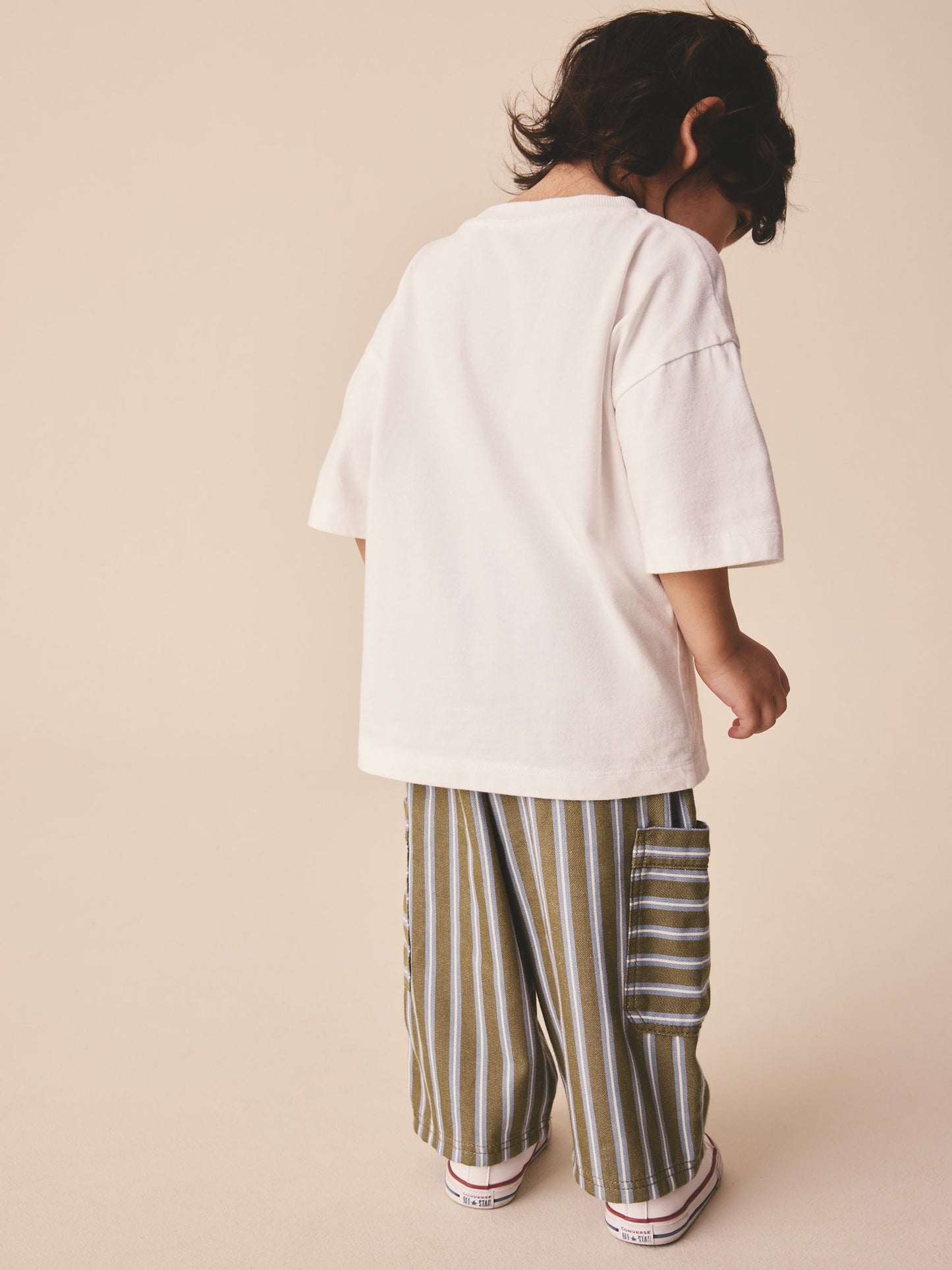 Khaki/Blue Stripe Side Pocket Wide Trousers (3mths-7yrs) image 3