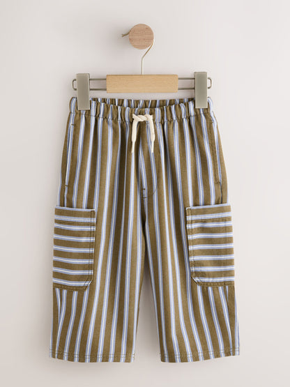Khaki/Blue Stripe Side Pocket Wide Trousers (3mths-7yrs) image 5