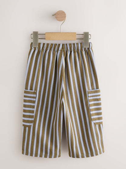 Khaki/Blue Stripe Side Pocket Wide Trousers (3mths-7yrs) image 6