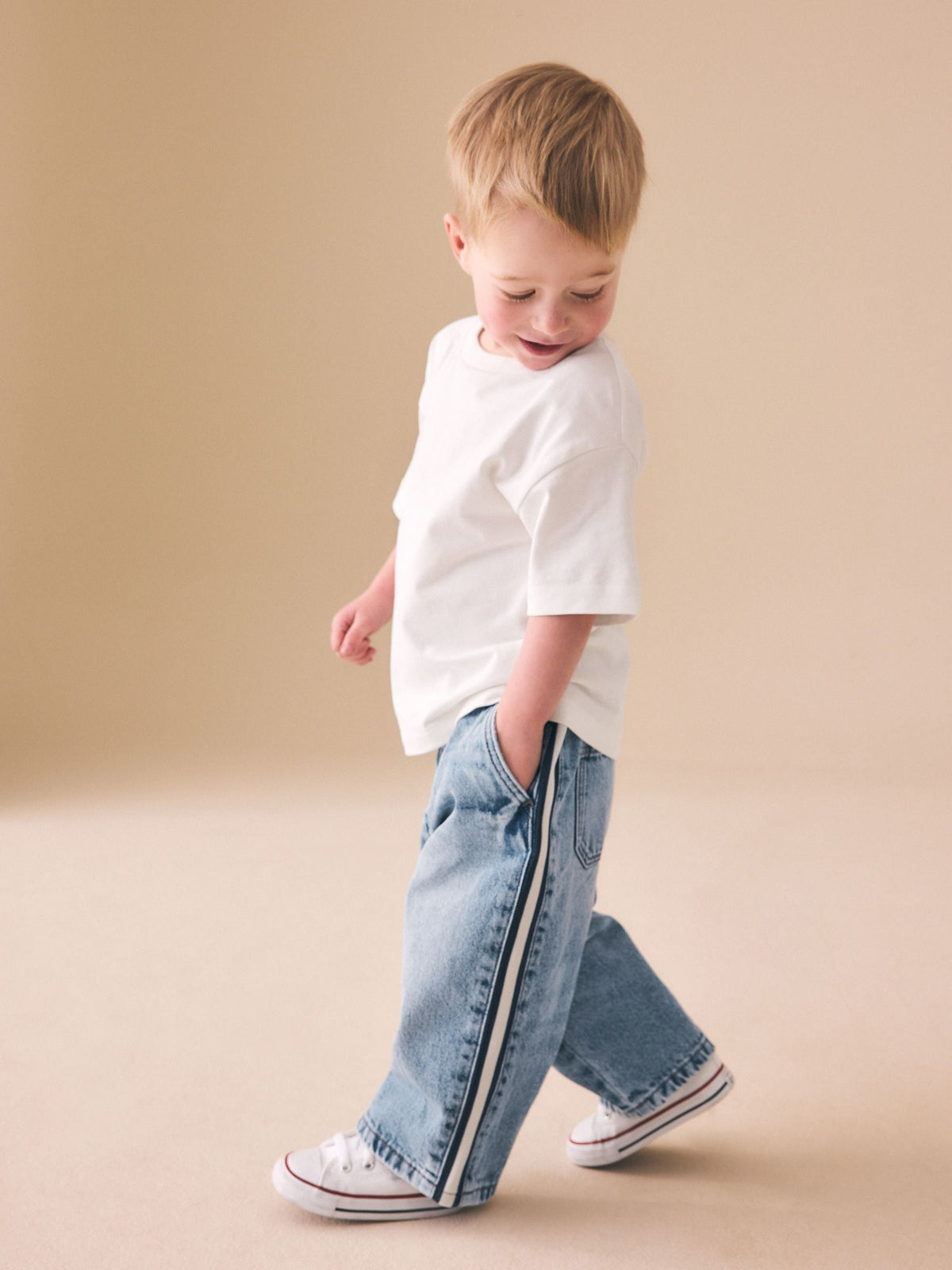Dsiney Kidz - Light Blue Side Stripe Wide Fit Jeans (3mths-7yrs) image 1