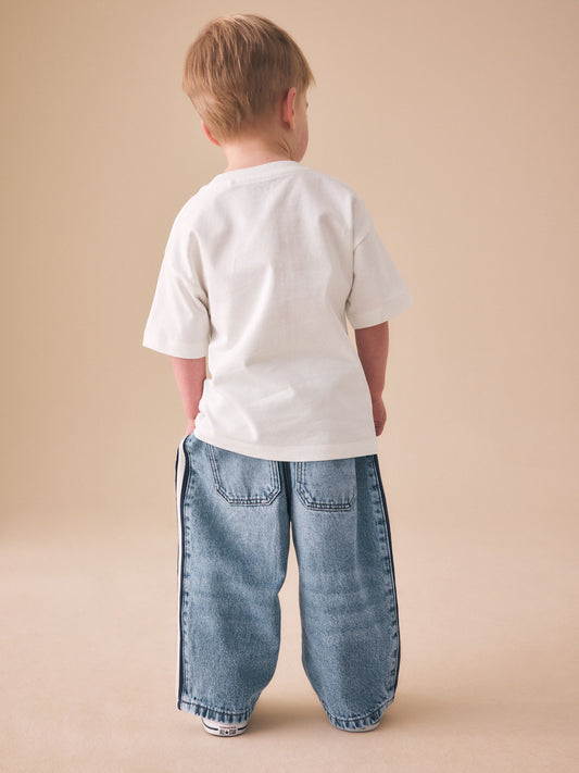 Dsiney Kidz - Light Blue Side Stripe Wide Fit Jeans (3mths-7yrs) image 2