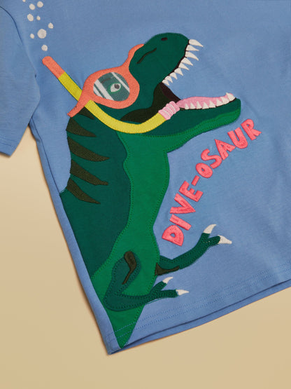 Joules Boys' Archie Blue Dino Applique Graphic T-Shirt image 4