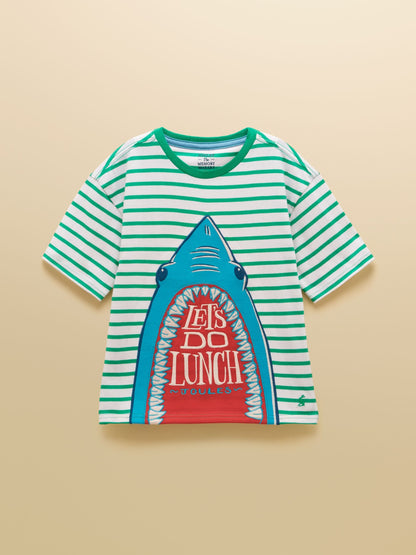 Joules Boys' Archie Green Stripe Applique Graphic T-Shirt image 3