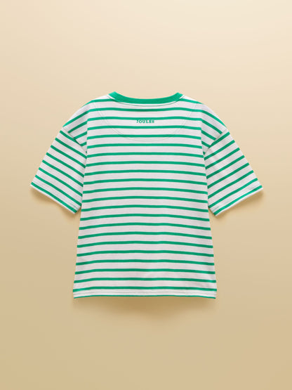 Joules Boys' Archie Green Stripe Applique Graphic T-Shirt image 4