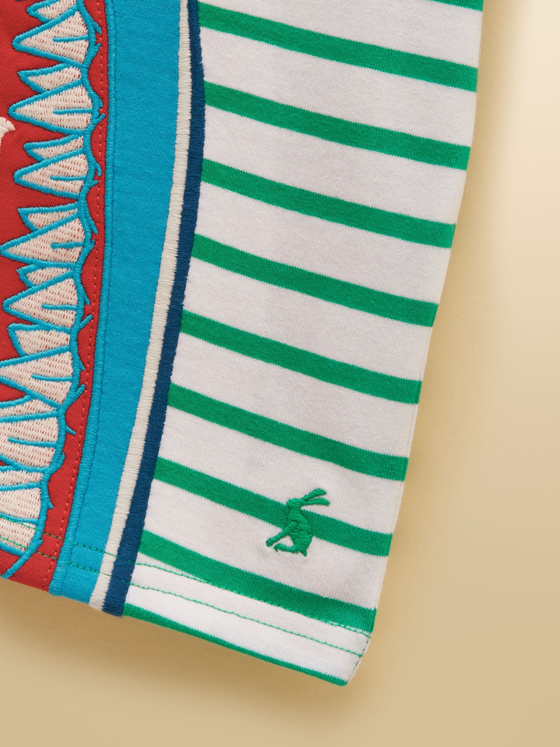 Joules Boys' Archie Green Stripe Applique Graphic T-Shirt image 6