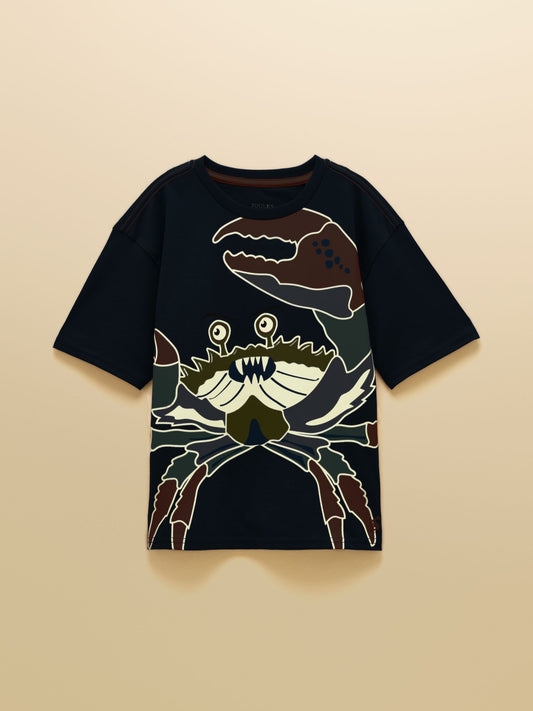 Joules Boys' Archie Navy Glow in the Dark Screenprint T-Shirt image 2