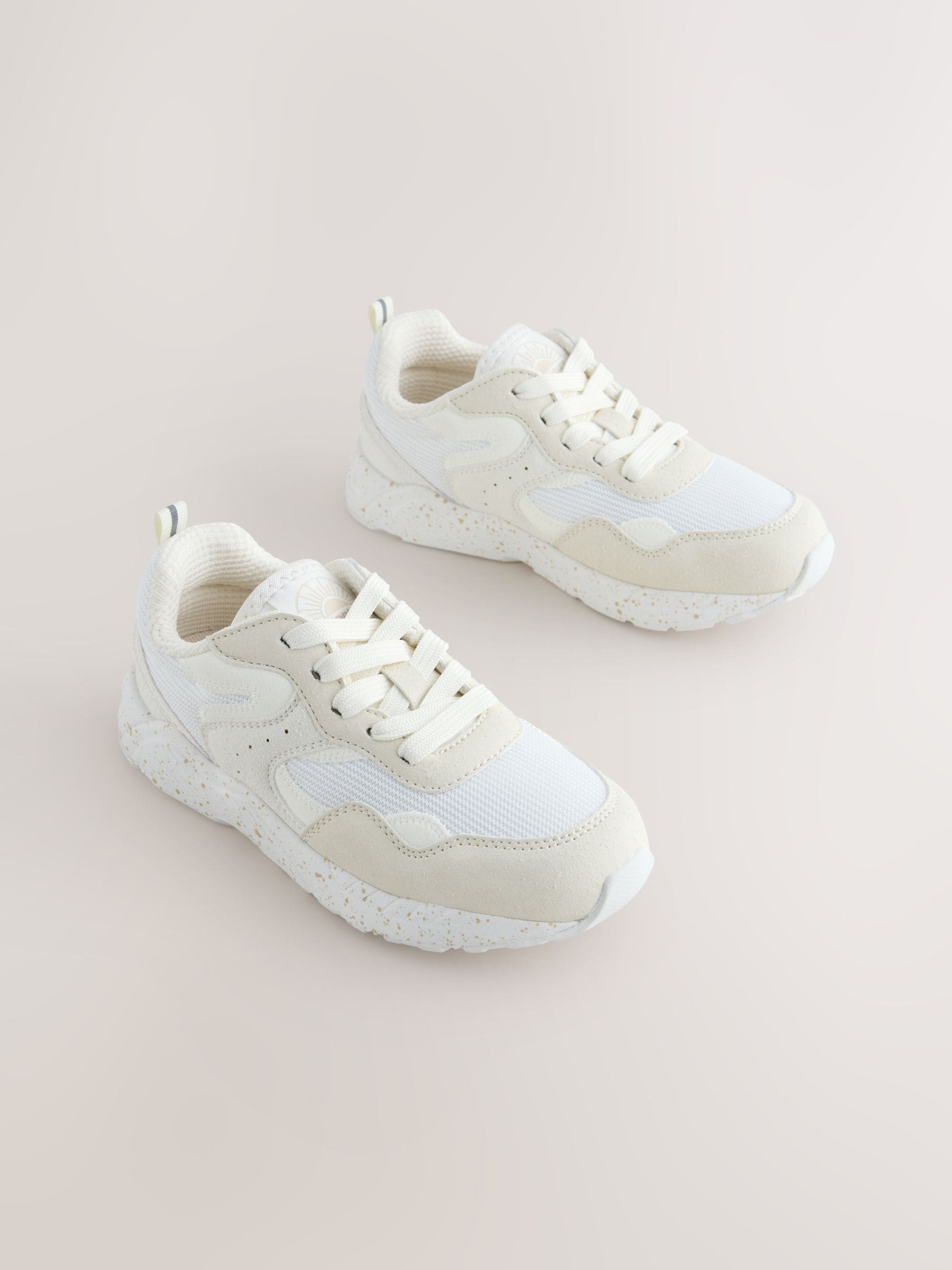Neutral Wide Fit (G) Lace-Up Colourblock Trainers image 1