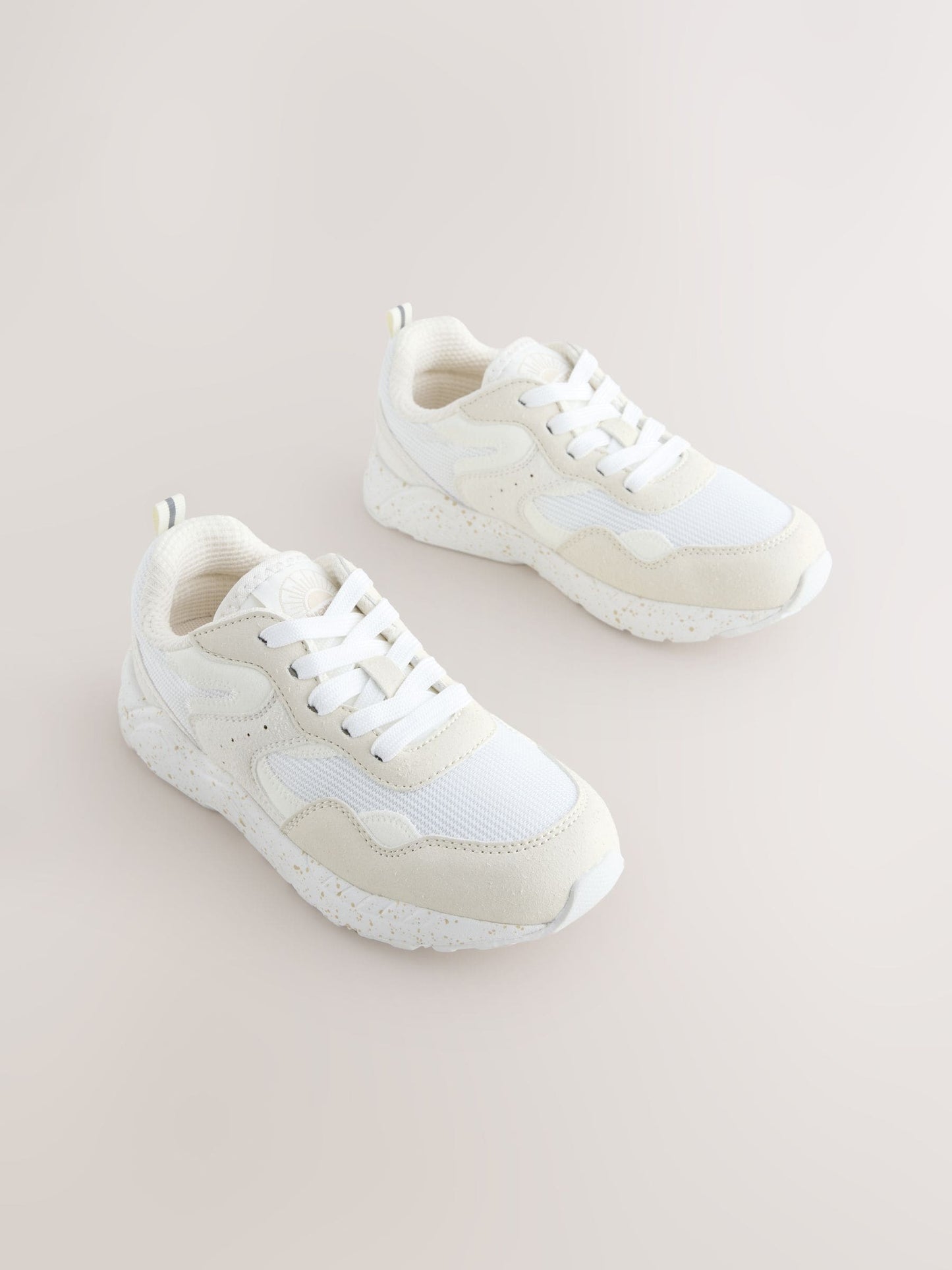 Neutral Wide Fit (G) Lace-Up Colourblock Trainers image 2