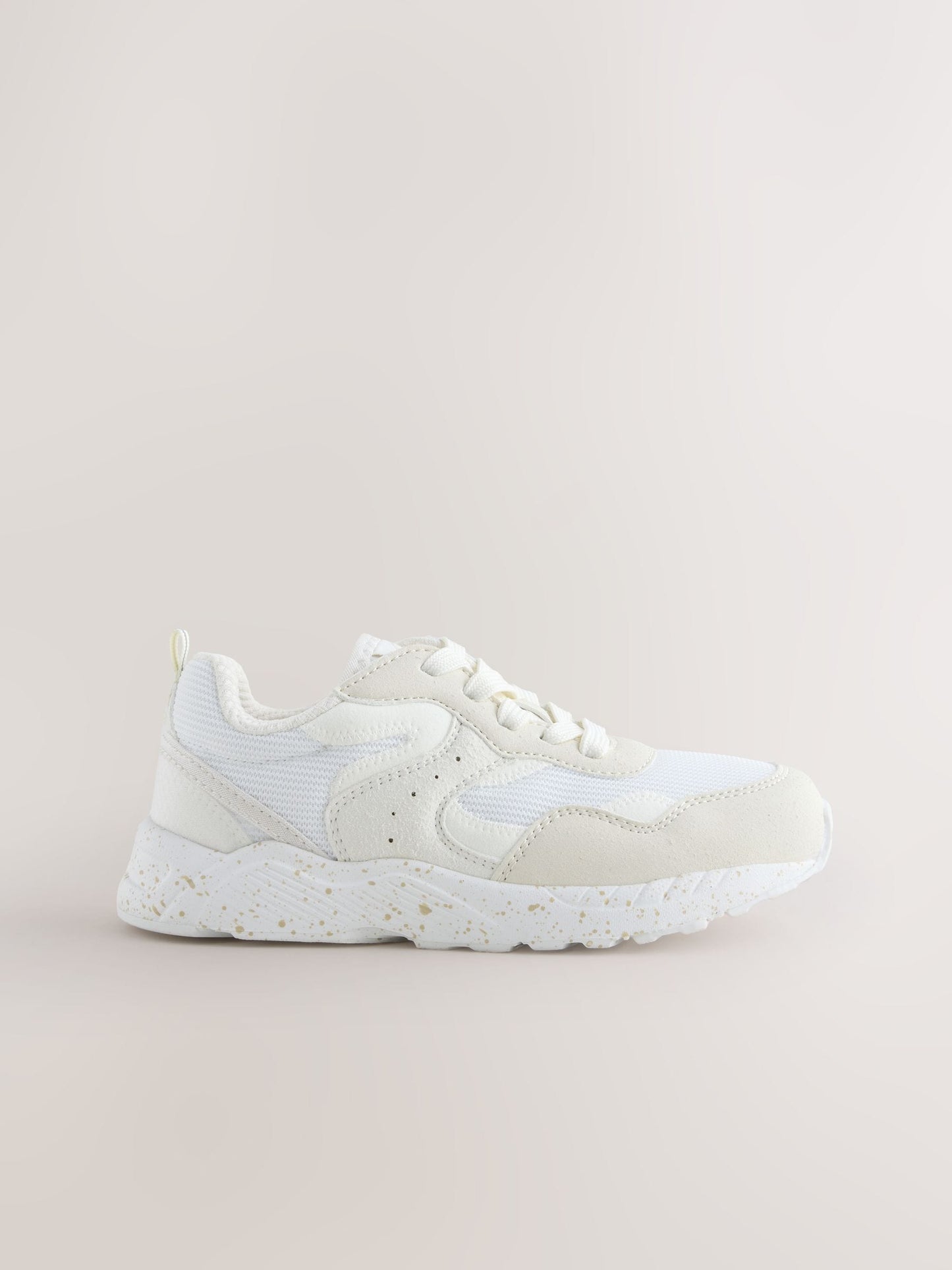 Neutral Wide Fit (G) Lace-Up Colourblock Trainers image 3