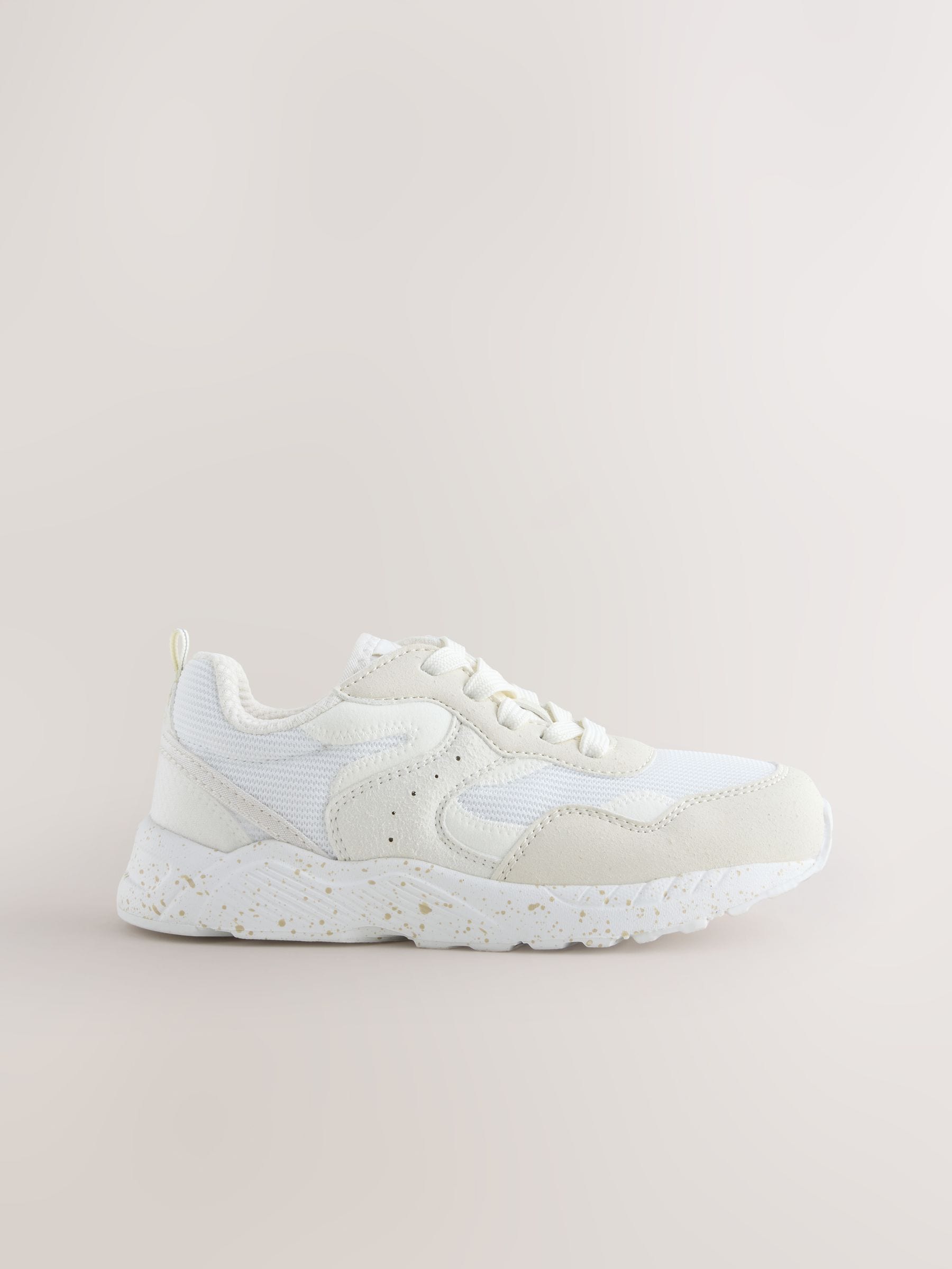 Neutral Wide Fit (G) Lace-Up Colourblock Trainers image 3