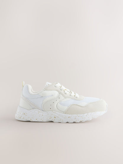 Neutral Wide Fit (G) Lace-Up Colourblock Trainers image 3