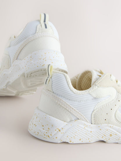 Neutral Wide Fit (G) Lace-Up Colourblock Trainers image 4