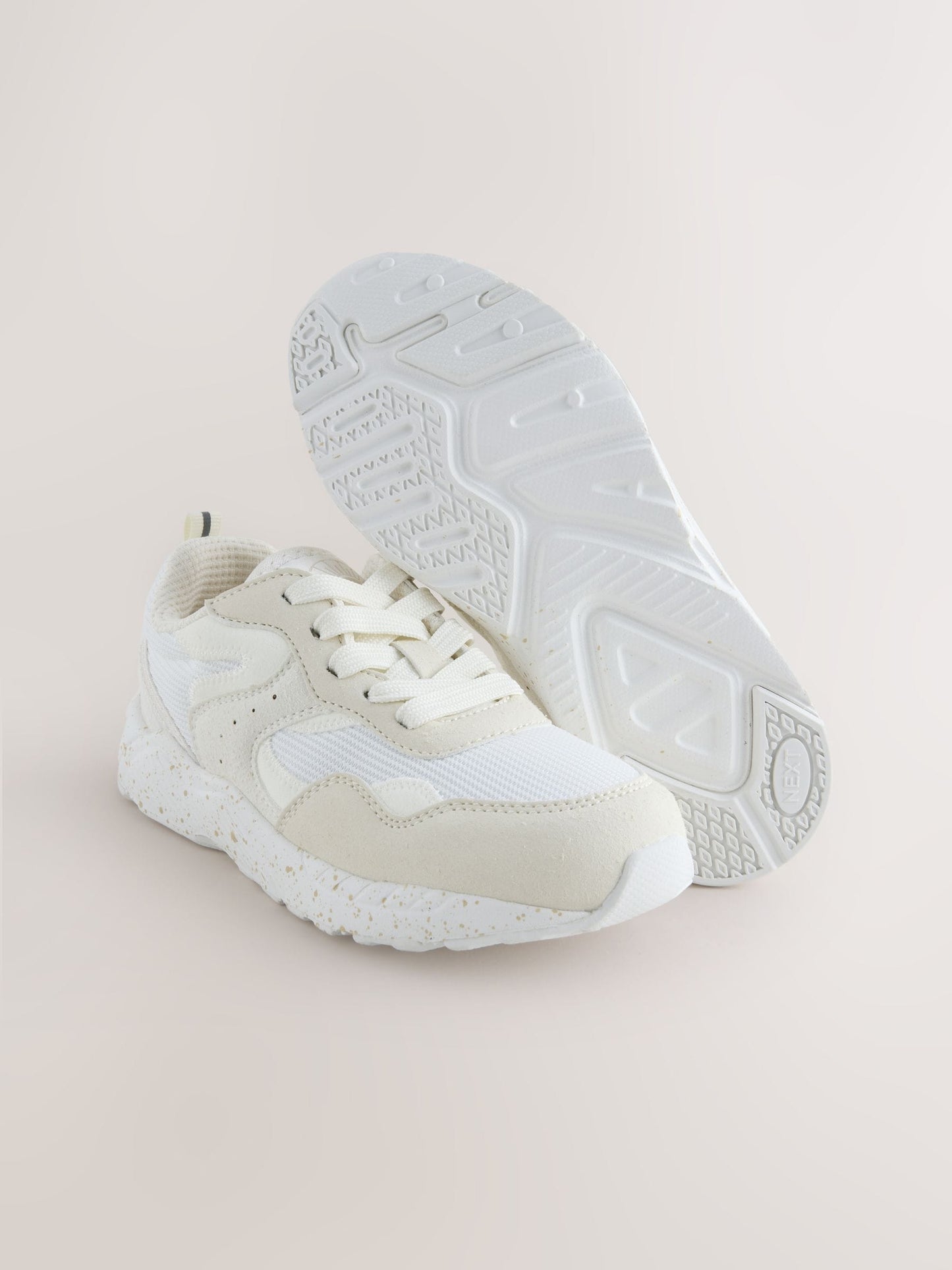 Neutral Wide Fit (G) Lace-Up Colourblock Trainers image 5