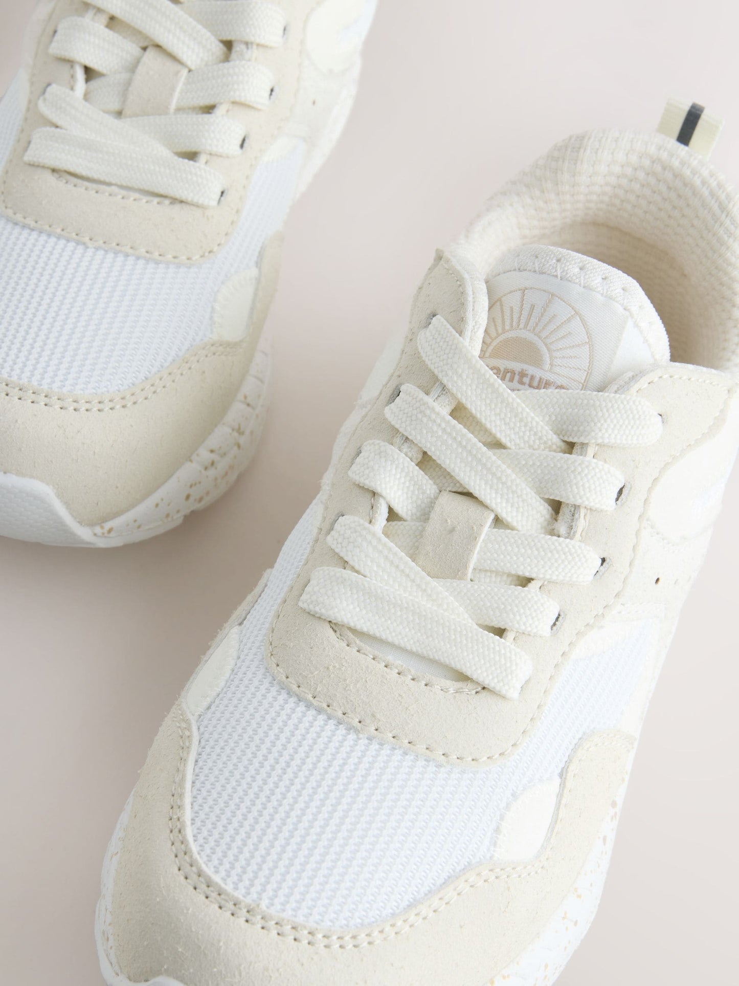 Neutral Wide Fit (G) Lace-Up Colourblock Trainers image 6