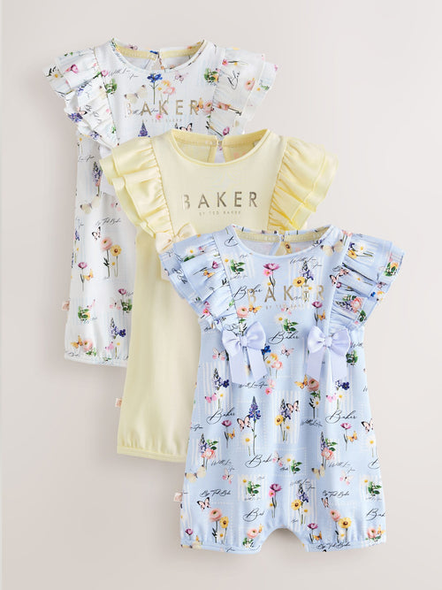 Baker by Ted Baker 3 Pack Frill Sleeve Rompers image 1
