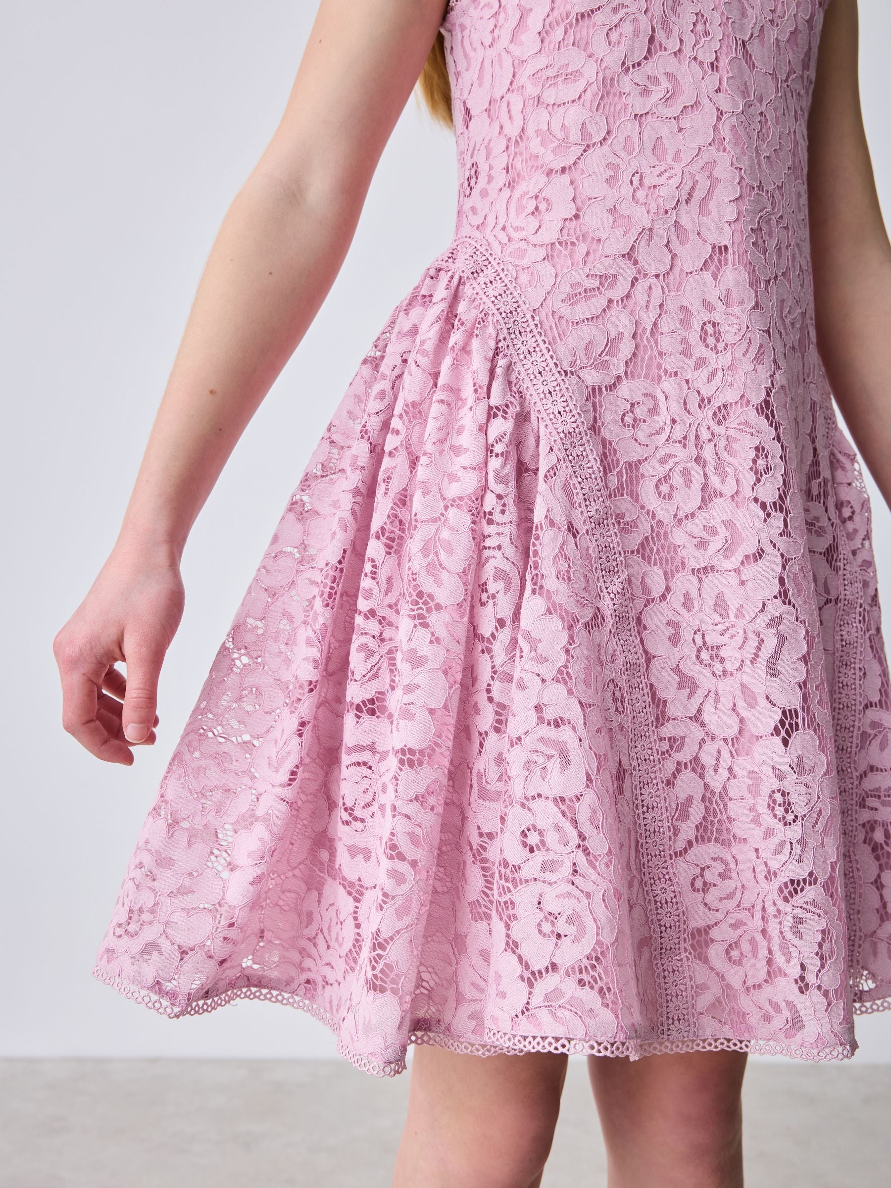Baker by Ted Baker Dusky Pink Lace Halter Drop Waist Dress image 5