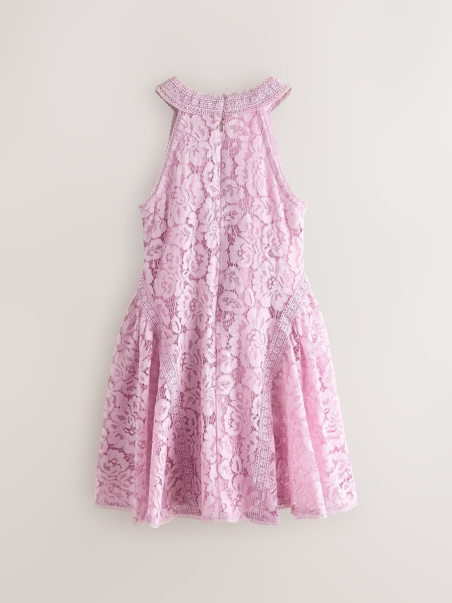 Baker by Ted Baker Dusky Pink Lace Halter Drop Waist Dress image 8