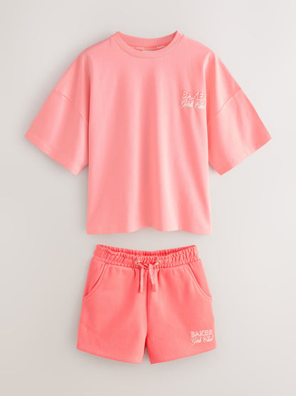Dsiney Kidz - Baker by Ted Baker 2 Piece Oversized Tonal Graphic T-Shirt & Shorts Set image 8